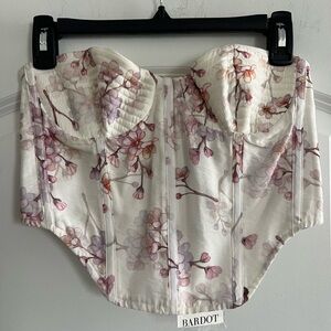 NWT Bardot Floral Bustier Top - Cream and Pink